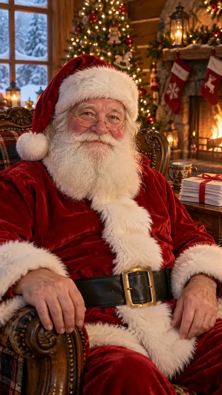 Papá Noel en el escenario de su saludo
